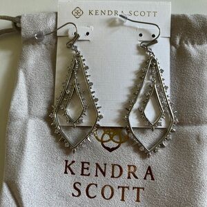 Kendra Scott Alice Drop Earrings in Silver With Clear Stones Beautiful Edgy
